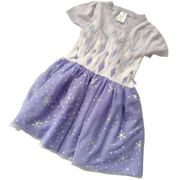 Disney Other - Disney Frozen Girls Sweater Dress M 7-8 Elsa Snowflakes Fairy Skirt Cosplay